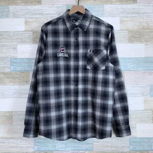 Under Armour Loose South Carolina Gamecocks Plaid Shirt Gray Black Mens Small
